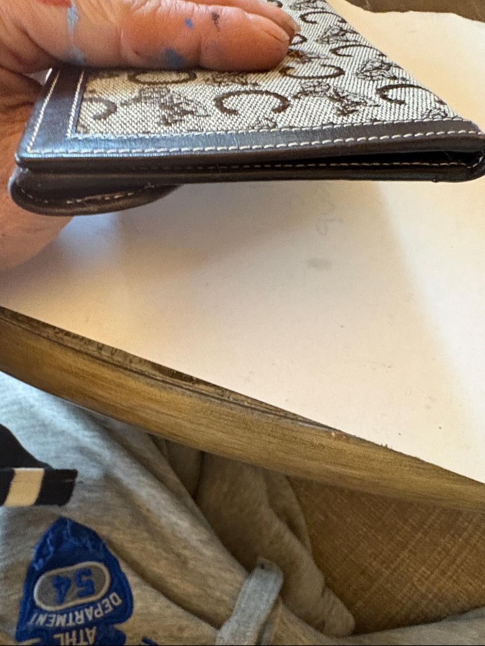 CELINE. Canvas & Leather Monogram Double sided Slim Bifold long wallet Mint - Picture 8 of 15